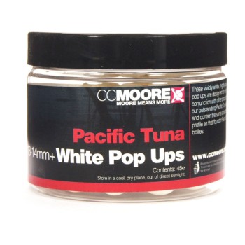 CCMOORE Pacific Tuna White Pop Ups Boilas peldošās (Klusā okeāna tunzivis)