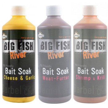 Dynamite Baits Big Fish River Bait Soak – Cheese & Garlic Likvīds upes ēsmai (Siers un ķīploks) 500ml