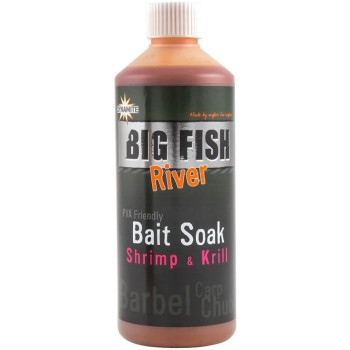 Dynamite Baits Big Fish River Bait Soak – Shrimp & Krill Likvīds upes ēsmai (Garnele un krils) 500ml