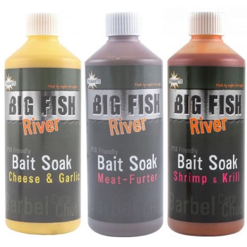 Dynamite Baits Big Fish River Bait Soak – Shrimp & Krill Likvīds upes ēsmai (Garnele un krils) 500ml
