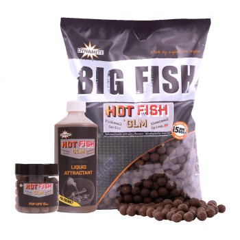 Dynamite Baits Hot Fish & GLM Foodbait Pop-ups Boilas peldošās (Asā zivs un zaļo lūpu mīdija) 15mm