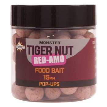 Dynamite Baits Monster Tiger Nut Red-Amo Foodbait Pop-Ups Peldošās boilas (Augļu tīģera rieksts)