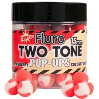 Dynamite Baits Two Tone Fluro's Strawberry & Coconut Cream Pop-Ups Boilas peldošās (Zemenes un kokosriekstu krēms) 15mm