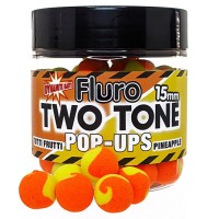 Dynamite Baits Two Tone Fluro's Tutti Frutti & Pineapple Pop-Ups Boilas peldošās (Tutti-Frutti un Ananāss) 15mm