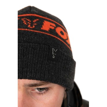 FOX Collection Beanie Hat Black & Orange Cepure