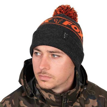 FOX Collection Bobble Hat Black & Orange Cepure