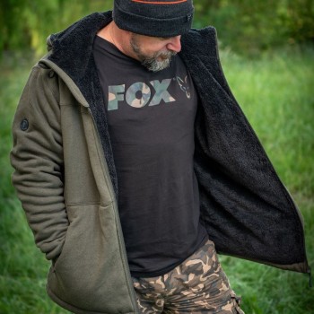 FOX Collection Sherpa Jacket Green & Black Jaka ar šerpa oderi