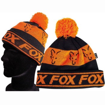 FOX Black & Orange Lined Bobble Cepure