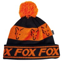 FOX Black & Orange Lined Bobble Hat