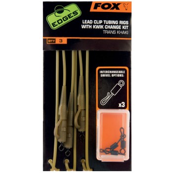 FOX Edges Lead Clip Tubing Rig With Kwik Change Kit Gatavā sistēma ar ātrās maiņas komplektu