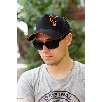 FOX Black & Orange Trucker Cap Beisbola cepure