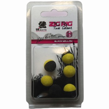 LK Baits ZIG RIG Pop–Up Black/Yellow Peldošās putu boilas priekš Zig-Rig (Melna/Dzeltena)