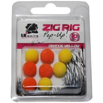 LK Baits ZIG RIG Pop–Up Orange/Yellow Peldošās putu boilas priekš Zig-Rig (Oranža/Dzeltena) 10mm