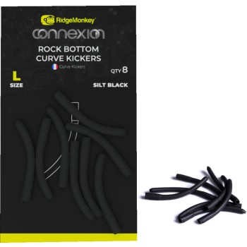 RidgeMonkey Connexion Rock Bottom Curve Kickers Volframa, pagarināta silikona caurulīte āķim