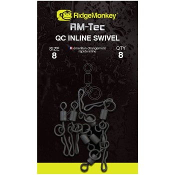 RidgeMonkey RM-Tec Quick Change Inline Swivel Ātri atbrīvojams griezulis ar gredzenu priekš Inline sviniem