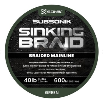 SONIK Subsonik Sinking Braid Grimstoša pīta aukla 40lb, 0.20mm