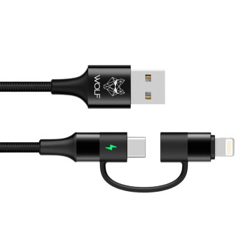 WOLF 2 in 1 Charging Cable Uzlādes kabelis
