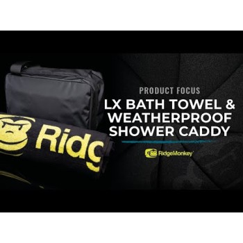 RidgeMonkey LX Bath Towel and Weatherproof Shower Caddy Soma higiēnas piederumiem ar dvieli